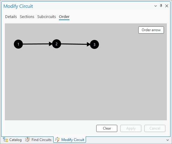 The Order tab in the Modify Circuit pane representing the section ordering of a circuit