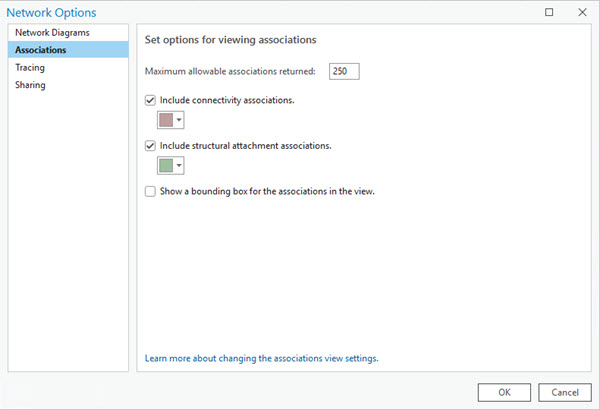 The Associations tab of the Network Options dialog box