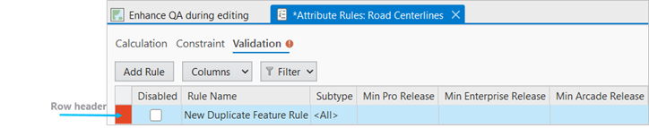 Attribute Rules view with required parameters missing