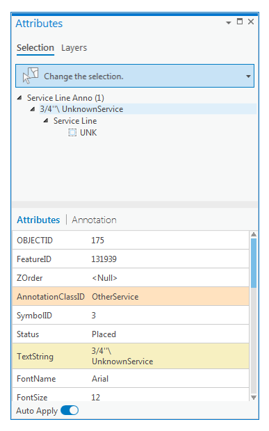 Attributes tab