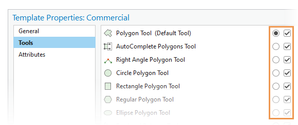 Template Properties Tools side tab