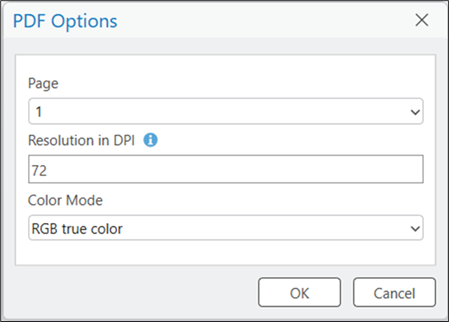 PDF Options dialog box