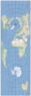 An example of the transverse cylindrical equal-area projection