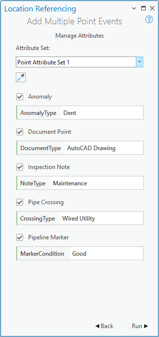 Manage Attributes with the custom Point Attribute Set 1 chosen