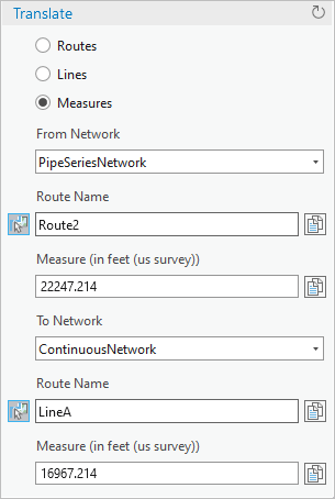 Translate dialog box with Measures chosen