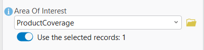 The Area of Interest parameter with the Use the selected records toggle button turned on