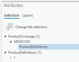 Attributes pane containing ProductCoverage and ProductDefinitions items
