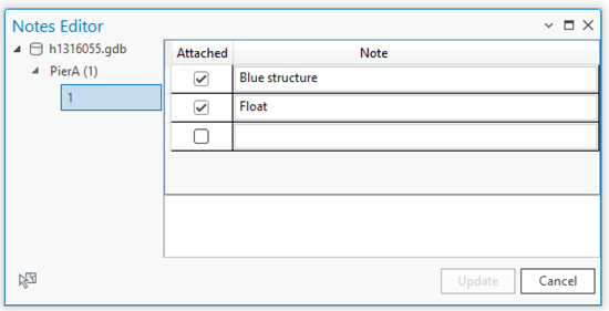 Newly attached note in the Notes Editor pane