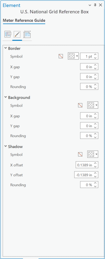 Element pane with Display tab active and border, background, and shadow sections expanded