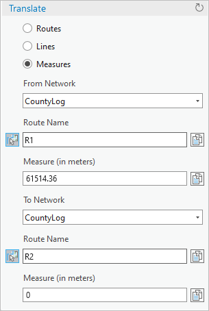 Translate dialog box with measure-related fields populated