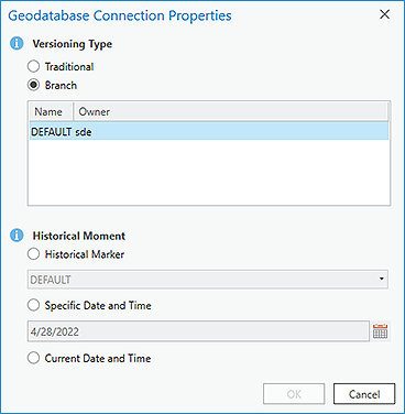 Geodatabase Connection Properties dialog box