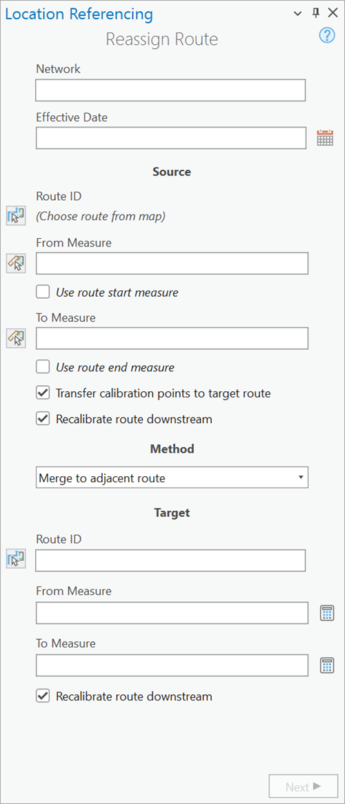 Reassign Route pane with Merge to adjacent route method specified