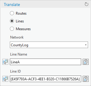 Translate dialog box with line-related fields populated