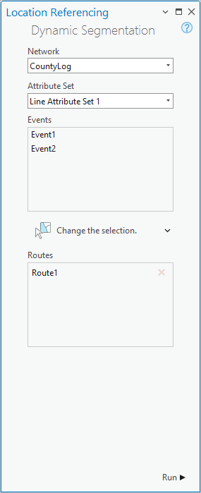 Dynamic Segmentation pane after route is selected