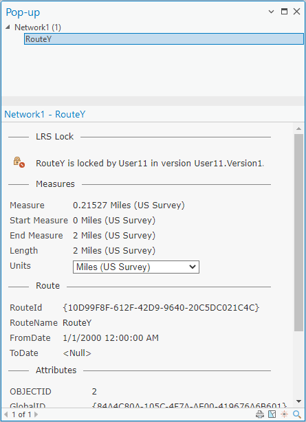 Identify Routes dialog box, LRS Lock section
