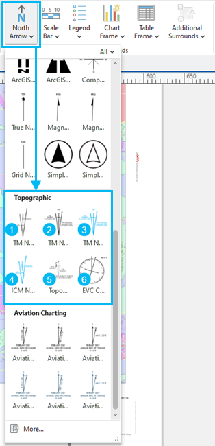 Topographic north arrow gallery in ArcGIS Pro