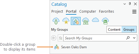 List of groups in MyGroups appears in the Catalog pane