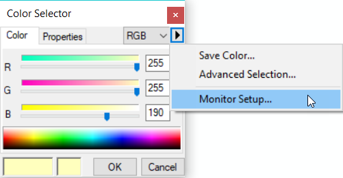 Color Selector dialog box