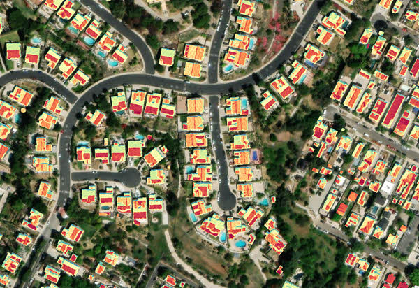 Raster solar radiation analysis for building rooftops