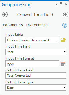 Parámetros Convertir campo de tiempo