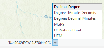 Unidades de ubicación disponibles para un mapa