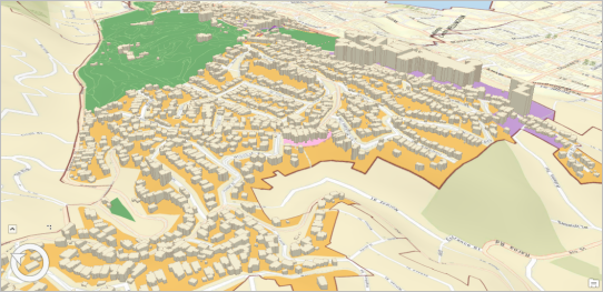 Edificios extruidos en escena