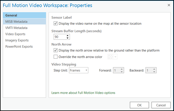 Workspace configuration dialog box