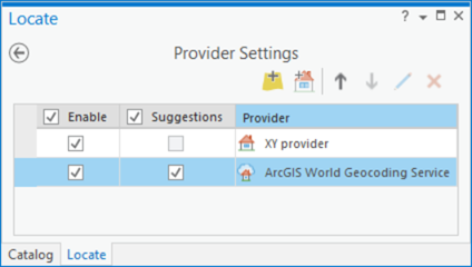 Pestaña Configuración del panel Localizar