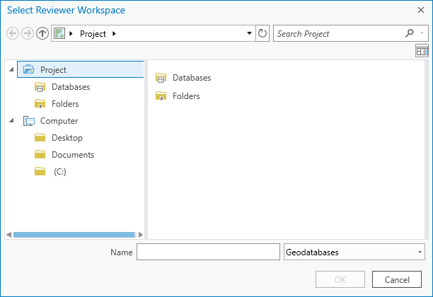 Cuadro de diálogo Seleccionar espacio de trabajo de Reviewer