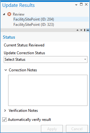 Panel Actualizar resultados