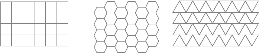 Teselaciones de cuadrados, hexágonos y triángulos