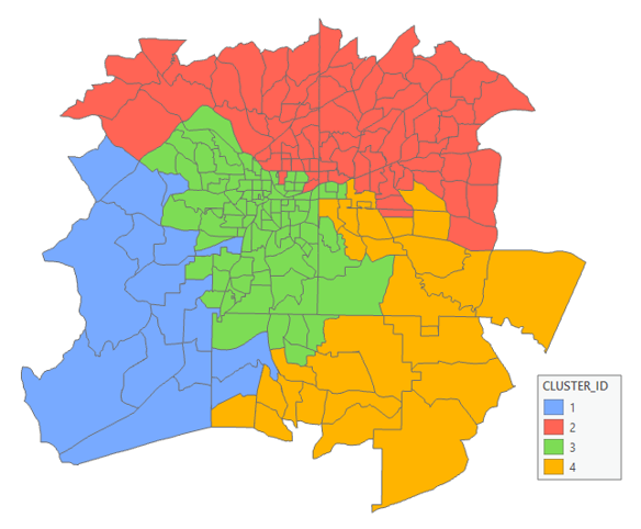 Clase de entidad de salida de Clustering multivariante restringido espacialmente