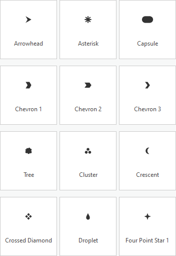 Una muestra de 12 nuevos símbolos de punto