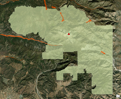 Mapa del Área silvestre San Gorgonio y del hábitat crítico