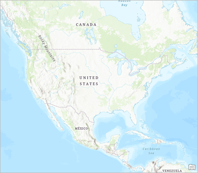 Mapa topográfico de Norteamérica