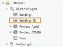 Contenido de la geodatabase 3D_Portland