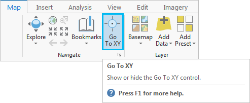 Información en pantalla de la herramienta Ir a XY en la cinta