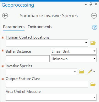 Herramienta de geoprocesamiento Resumir especies invasoras