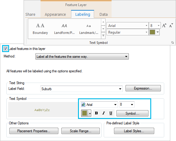 Configuración de etiquetas en ArcGIS Pro y ArcMap