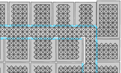 Lattice no estrechada que muestra conexión a través de puertas