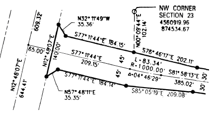 Plano topográfico mostrando un trazado poligonal