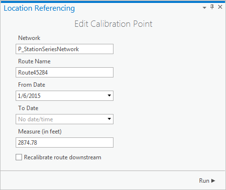 Edit Calibration Point pane