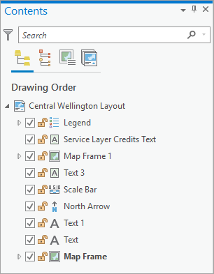 Panel Contenido para la vista de diseño