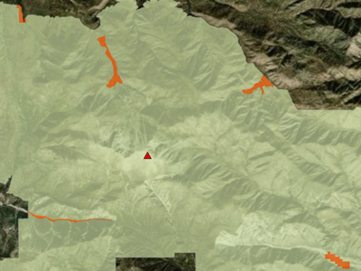 Resultados de la herramienta Recortar mostrados en la vista de mapa.