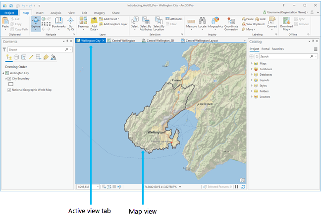 Interfaz de usuario de ArcGIS Pro