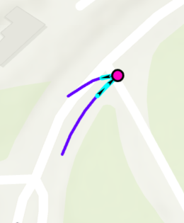 Cruce componente del giro resaltado en la visualización del mapa