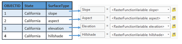 Agregar elementos de dataset de mosaico individuales a una plantilla de función ráster