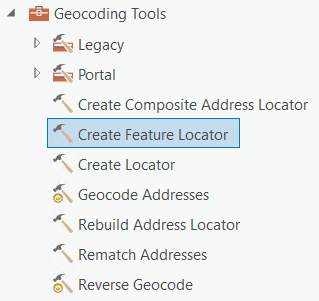 Herramienta Crear localizador de entidades