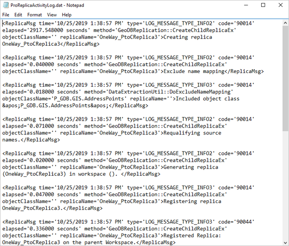 Se visualiza el archivo ProReplicaActivityLog en un editor de texto