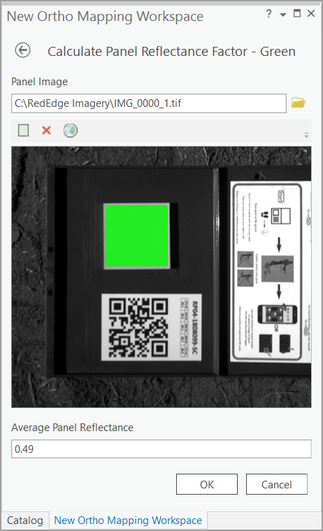 Defina el panel de calibración de reflectancia